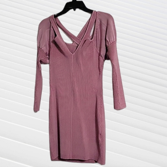 Bebe Dusty Pink Knit Dress Criss Cross Straps XLARGE - Picture 1 of 9